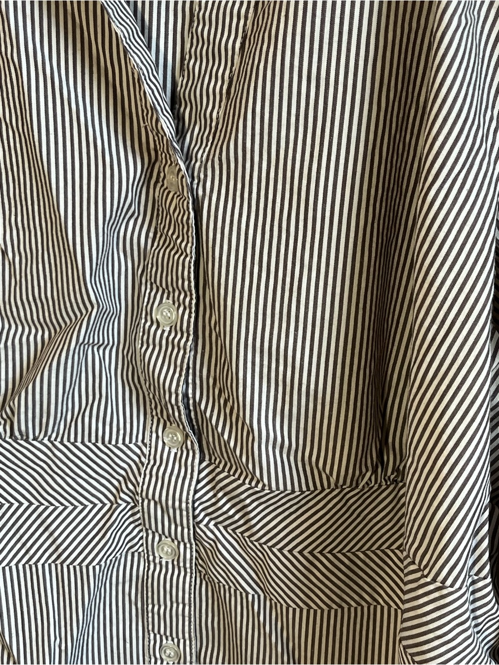 Michel Brown and White Striped Button-Down Shirt - Picture 2 of 5